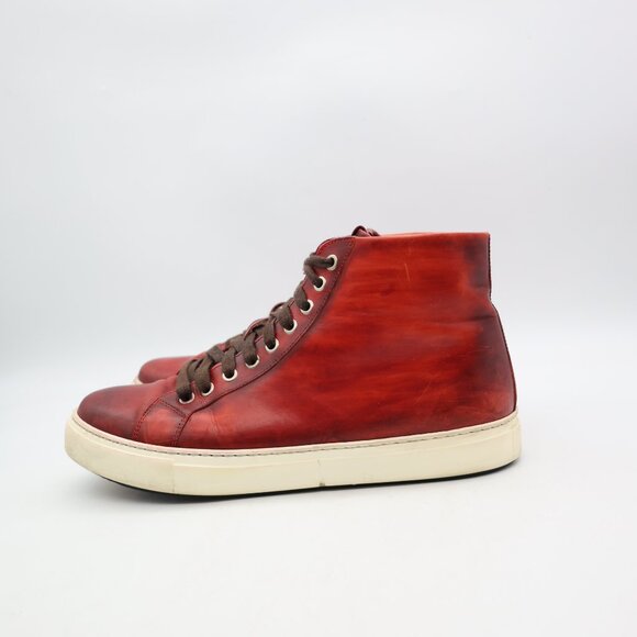 Magnanni Brando Men's Size US 9 M High Top Lace Up Sneakers Brown Red Leather - Picture 4 of 14